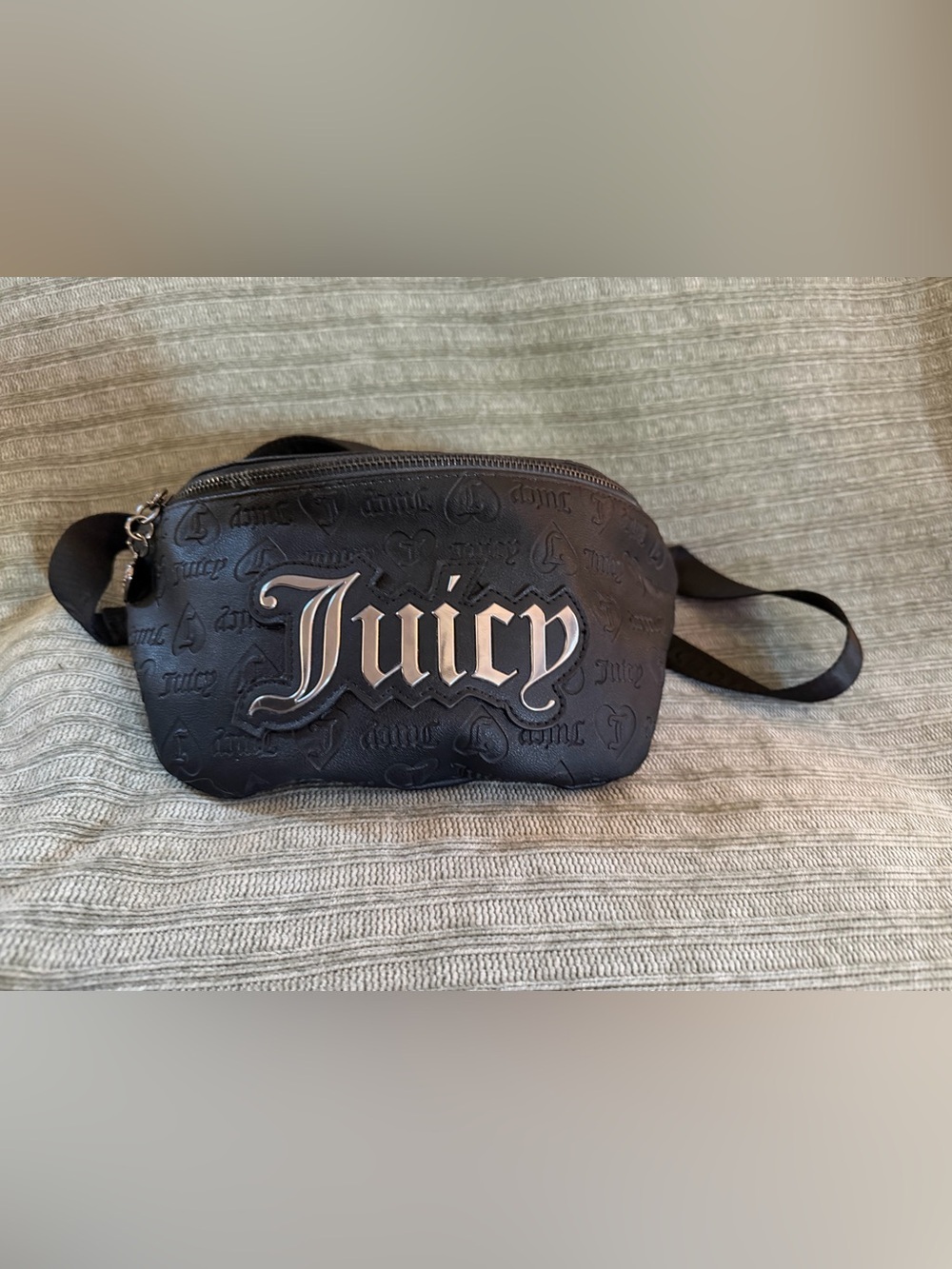 Juicy Couture Black Embossed Logo Belt Bag